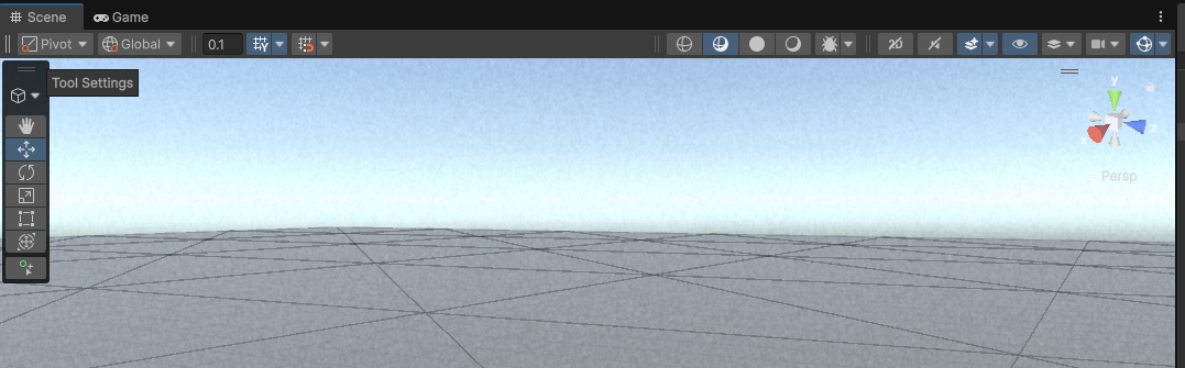 scene, pivot, center, grid and snap toggle visibility grid render modes, wire, shaded, shaded wire scene camera