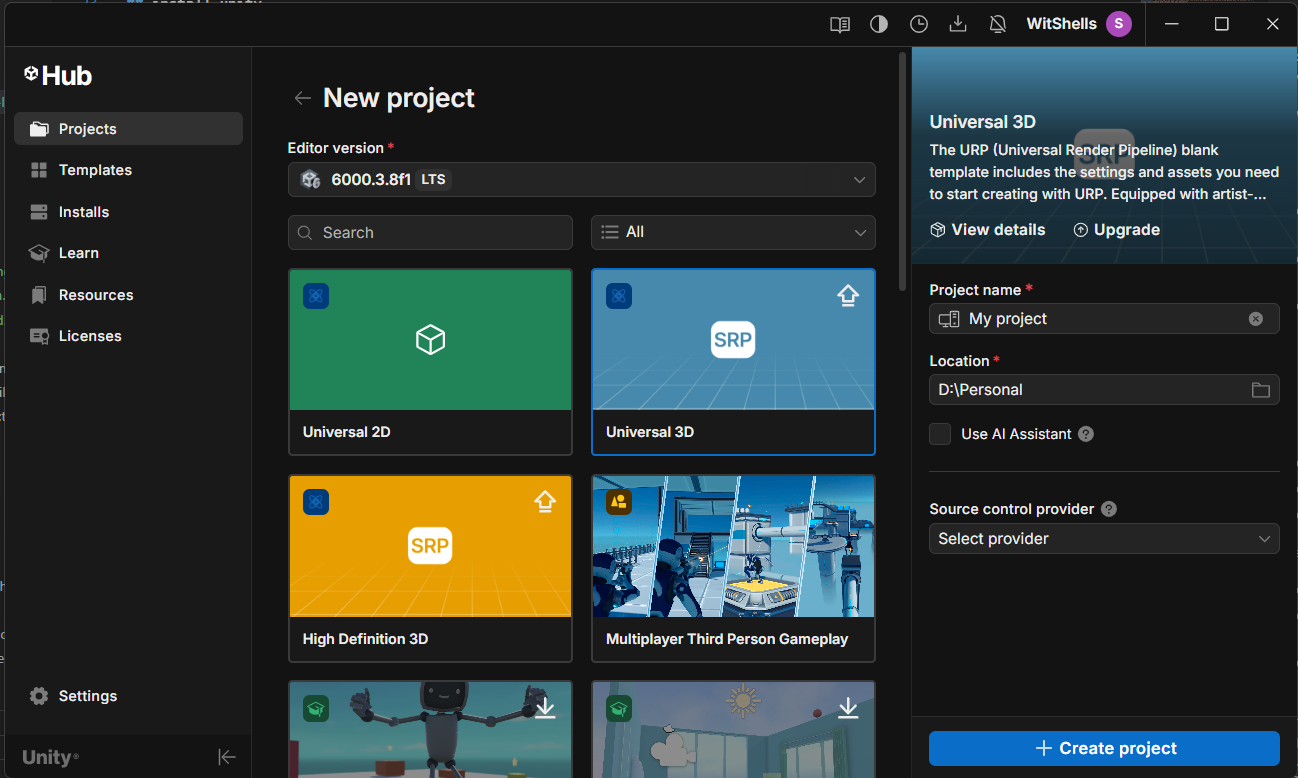 new-project-window