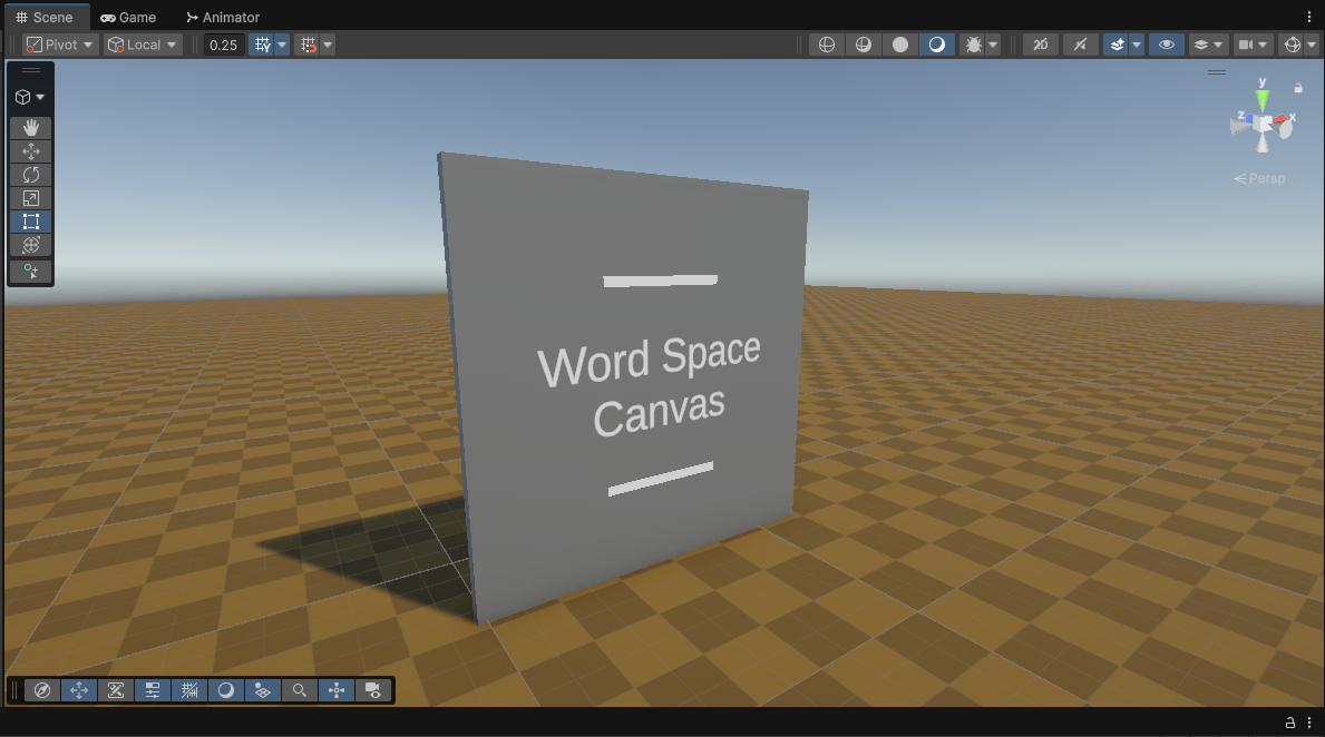 Canvas World Space mode shown in scene view