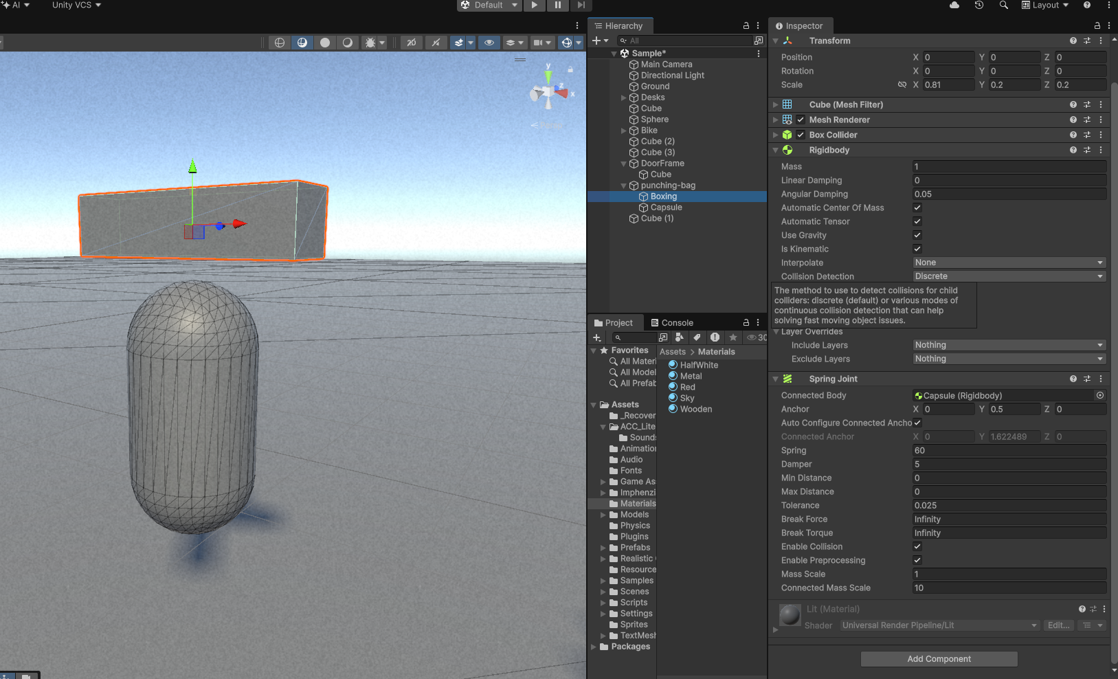 punching-bag-in-unity-scene